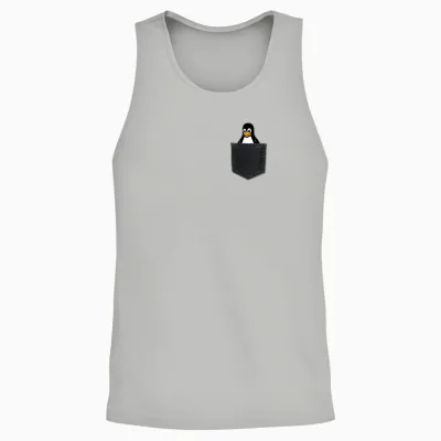 Linux Tux in a Pocket Penguin in Chest Pocket Admin Unisex Tank Top - Ash