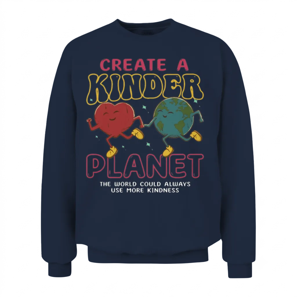 Create a Kinder Planet Unisex Sweatshirt - Navy