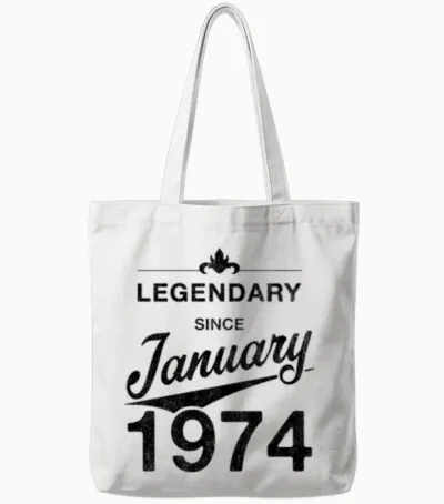50th Birthday 50 Year Old Born January 1974 Gift Tote Bags - White