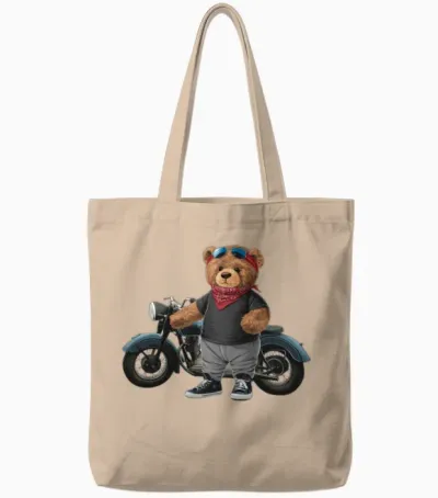 Funny Teddy Bear. Tote Bags - Natural