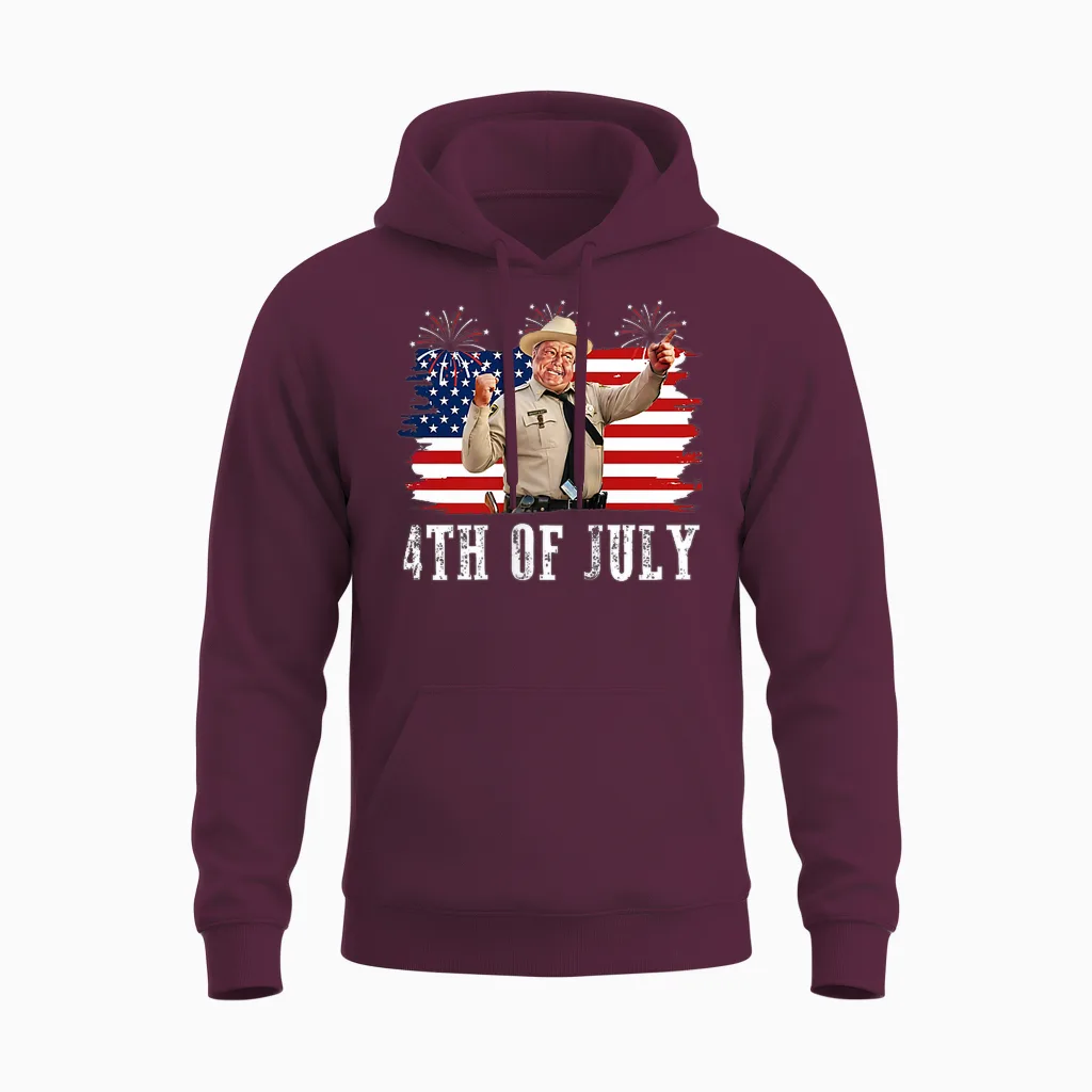 2 Sides Happy 4th of July to All You Sumbitches Patriotic Unisex Hoodie in Maroon