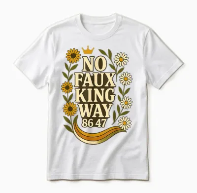 No Faux King Way 86/47 Resist 70s Retro Floral For Unisex T-Shirt - White