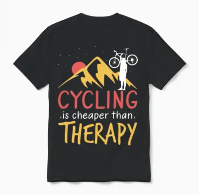 Cycling Is My Therapy Bike Lover Biking Unisex T-Shirt - Black