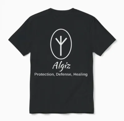 Algiz Rune Shirt Geschenk Wikinger Rune Zum Schutz Unisex T-Shirt - Black