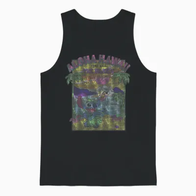 Disney Lilo & Stitch Aloha Hawaii Come Visit the Islands Unisex Tank Top - Black