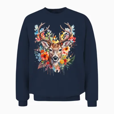 Trachtenshirt Damen Trachten T-Shirt Damen Outfit Hirsch Unisex Sweatshirt - Navy