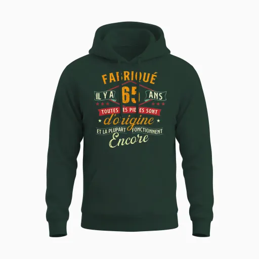Made 65 Years Ago - 65 Years Birthday Joke T-Shirt, Black, S Unisex Hoodie - Forest
