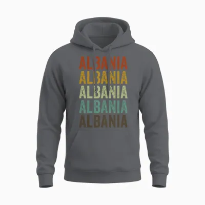Albania Retro Vintage Unisex Hoodie - Charcoal