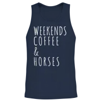 Weekends Coffee Horses Horse Lover Gift Unisex Tank Top - Navy – 2