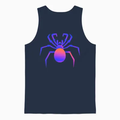 Spider Halloween Retro Colorful Unisex Tank Top - Navy