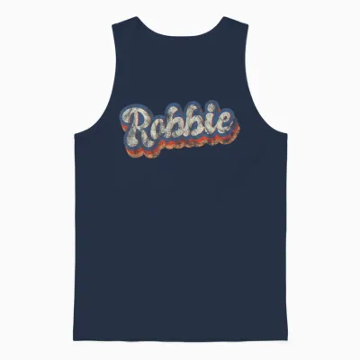 Robbie Personalisiertes Namensshirt Custom Lettering 70er Jahre Unisex Tank Top - Navy
