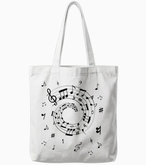 Music Notes Lovers Gift Tote Bags in White