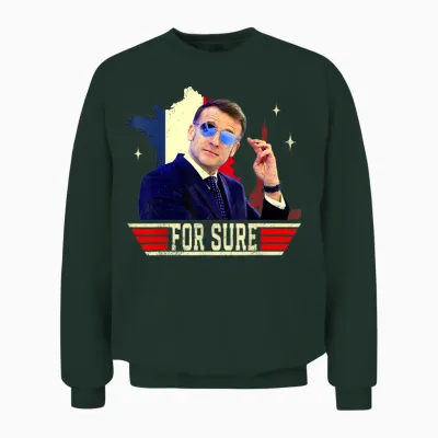 For Sure Emmanuel Macron Glasses Unisex Sweatshirt - Forest