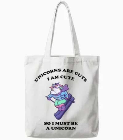 Einhorn Loves Winter Sports Tote Bags - White