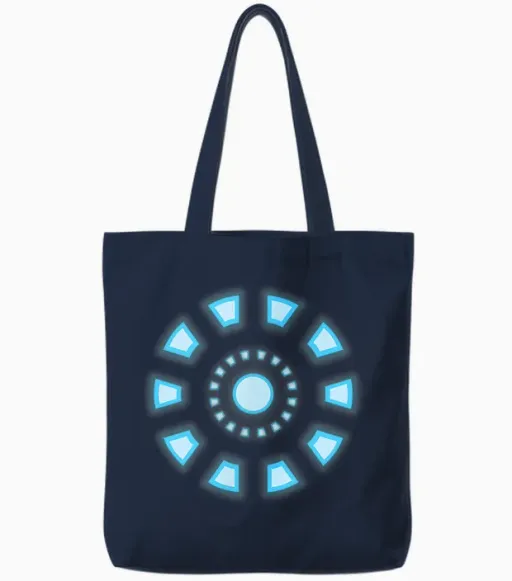 Marvel Studios Iron Man Tony Stark Arc Reactor Classic Tote Bags in Navy