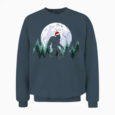Christmas Bigfoot Sasquatch Tree Lights Funny Xmas Men Boys Unisex Sweatshirt - Dark Heather