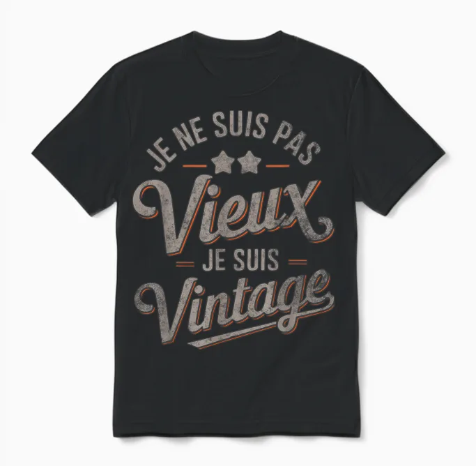 Je Ne Suis Pas Vieux Je Suis Vintage Gift Man T-Shirt, Black, S Unisex T-Shirt in Black