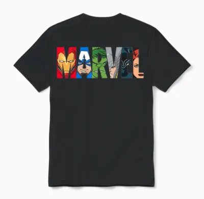 Marvel Logo Avengers Super Heroes Unisex T-Shirt - Black