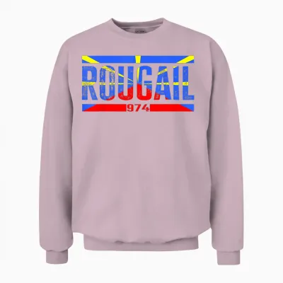 Island of the Réunion 974 Representing Creole Rouge Flag T-Shirt, Black Unisex Sweatshirt - Light Pink