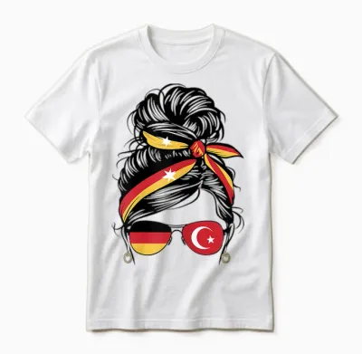 Türkiye Deutschland Flagge Türkisch Deutsch Mädchen Damen Unisex T-Shirt - White