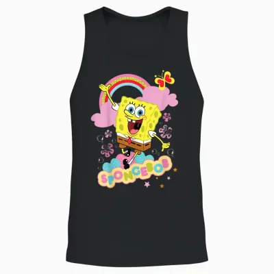 Spongebob Schwammkopf Blumen Und Regenbogen Unisex Tank Top - Black