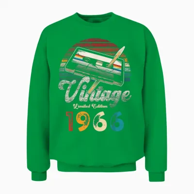 Vintage 1966 Geburtstag 60 Jahre Kassette Bleistift Unisex Sweatshirt - Irish Green