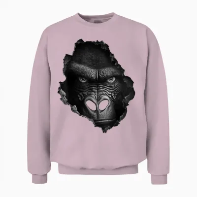 @n!mal Gorilla Gesicht Wand Tier Druck Kunst Tierliebhaber Gorilla T-Shirt Damen & Herren Schwarz Klein Eu 38-40 Unisex Sweatshirt - Light Pink