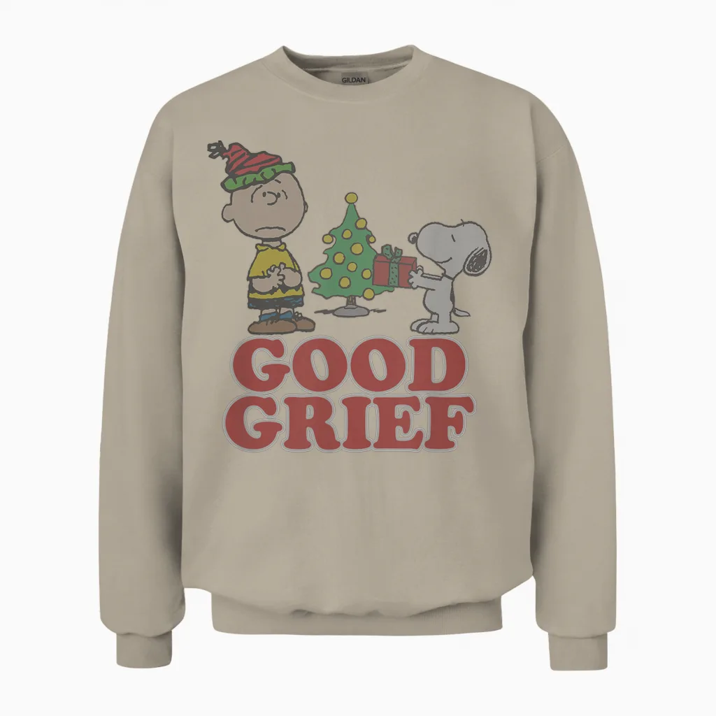 Peanuts Charlie Brown Goof Grief Christmas Unisex Sweatshirt in Sand