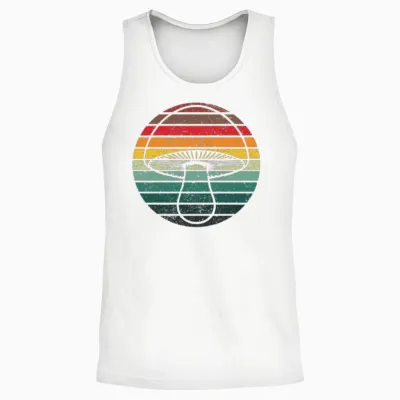 Retro Layers Mushroom Unisex Tank Top - White