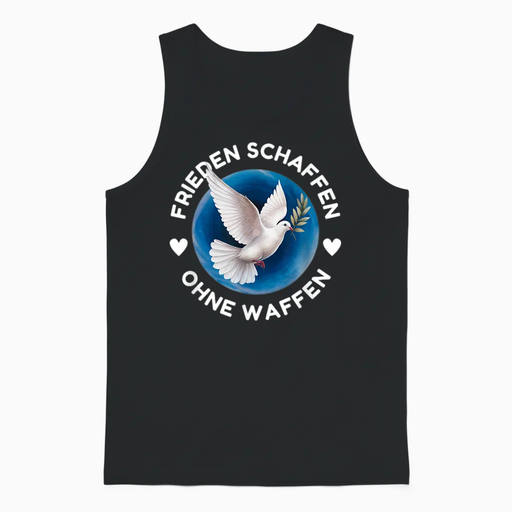 Frieden Schaffen Ohne Waffen Weltfrieden Weiße Friedenstaube Unisex Tank Top in Black