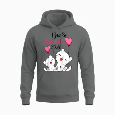 Große Schwester 2026 Baby Ankündigung Katzen Geschwister Unisex Hoodie - Graphite Heather