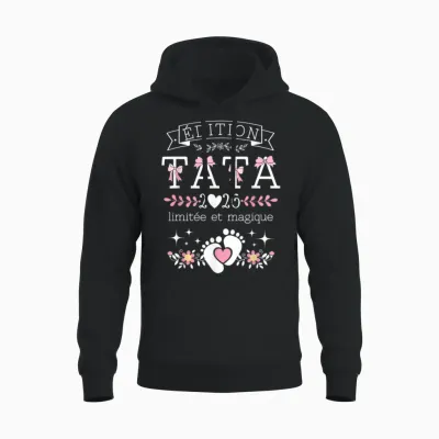 Future Tata 2026 Gift Announcement Pregnancy Aunt 2026 Unisex Hoodie - Black