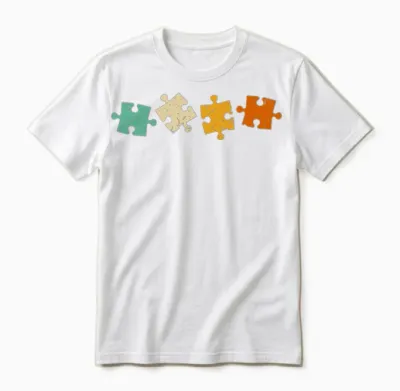 Retro Puzzle Pieces Unisex T-Shirt - White