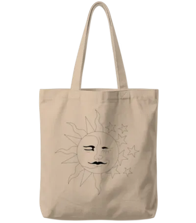 Sunset Retro Tote Bags - Natural