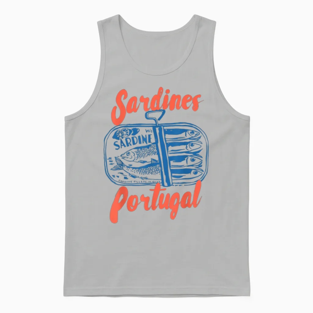 Sardines Tinned Fish Retro Graphic for Men Women Unisex Tank Top in Ash