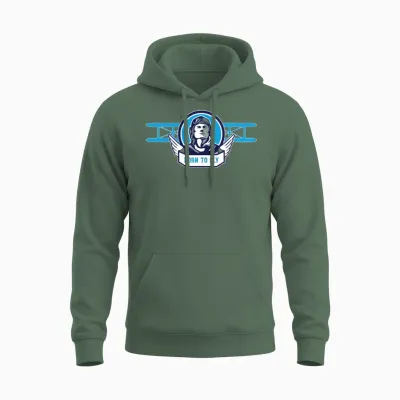 Born to Fly Retro Pilot Unisex Hoodie - Military Green