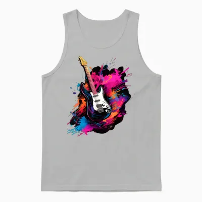 Electric Guitar T-Shirt for Men, Women and Children, Black Unisex Tank Top - Ash