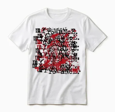 My Chemical Romance T-Shirt Mit Revenge Logo on Repeat - Damen, Weiß, S, Kurzarm, Klassisch, Unisex-Erwachsene, Polyester 100% Unisex T-Shirt - White