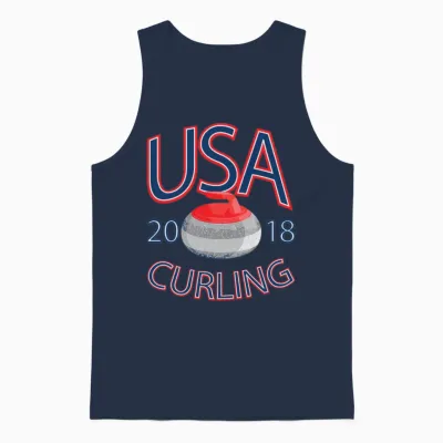 Usa Curling Winter Sports Unisex Tank Top - Navy