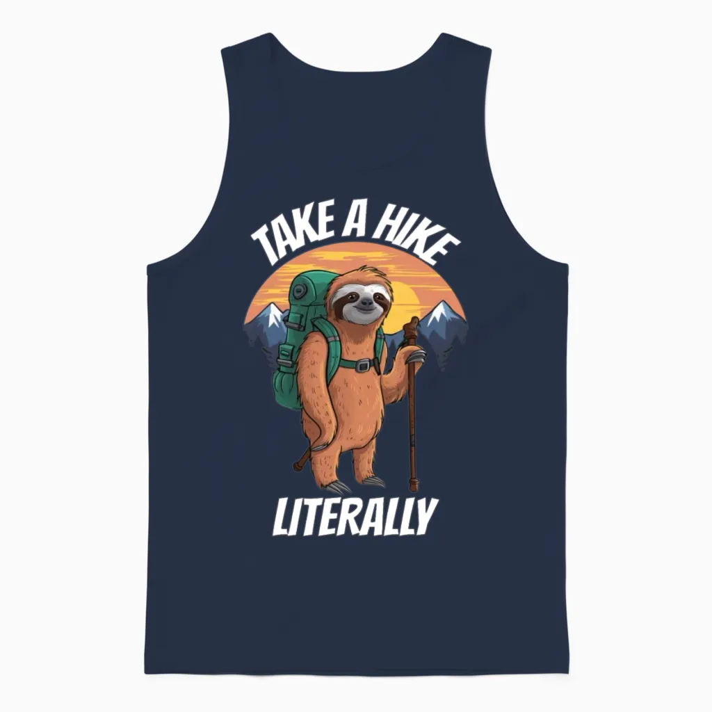 Take a Hike Literally Adirondack Hiking Unisex Tank Top in Navy