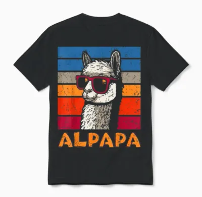 Funny Dad Alpapa Llama Alpaca Father's Day Gift T-Shirt, Black, S Unisex T-Shirt - Black