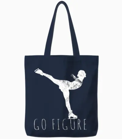 Figure Skating Figure Tote Bags - Navy