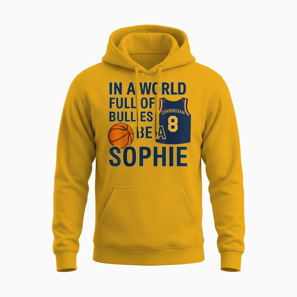 In a World Full of Bullies Be a Sophie Indianaa Feverr Unisex Hoodie in Gold