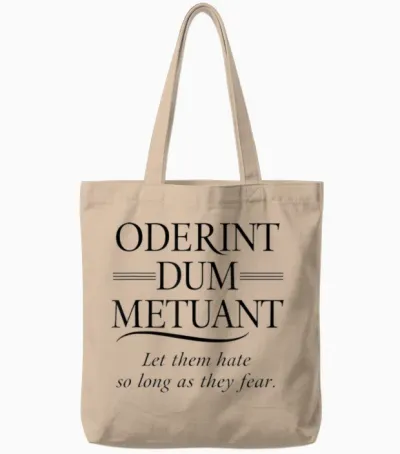 Classic Latin Language Phrase – Powerful Roman Quote T-Shirt, White, S Tote Bags - Natural