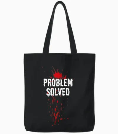 Bloody Problem Solved Blood Stain Halloween T-Shirt, Black, S Tote Bags - Black