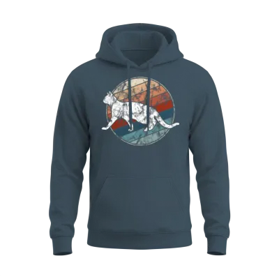 Cat in Retro Style Unisex Hoodie - Dark Heather