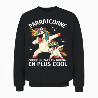 Parraicorne Funny Godfather Gift Unicorn Dab Unisex Sweatshirt - Black