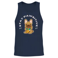Stay Pawsitive Unisex Tank Top - Navy – 2