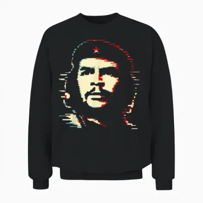 Che Guevara Rebel Shirt Icon Pixel Art Glitch Pop Art Retro Unisex Sweatshirt - Black