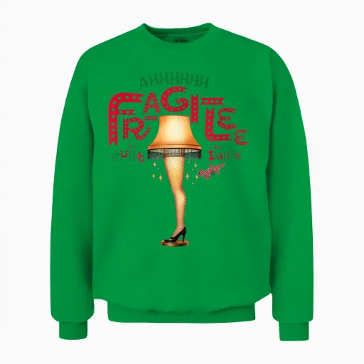 A Christmas Story Ahh Fragilee Leg Lamp Funny Holiday Unisex Sweatshirt - Irish Green